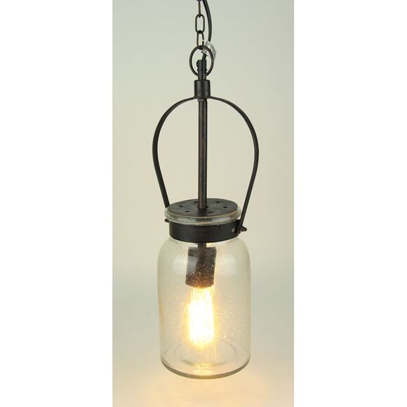 Audrey's Rustic Clear Glass Jar Shade Indoor Kitchen Pendant Light - Picture 2 of 2